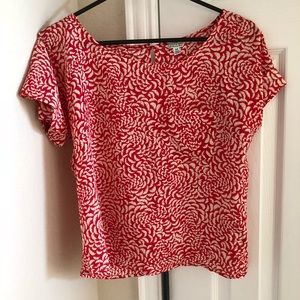 Red and cream blouse